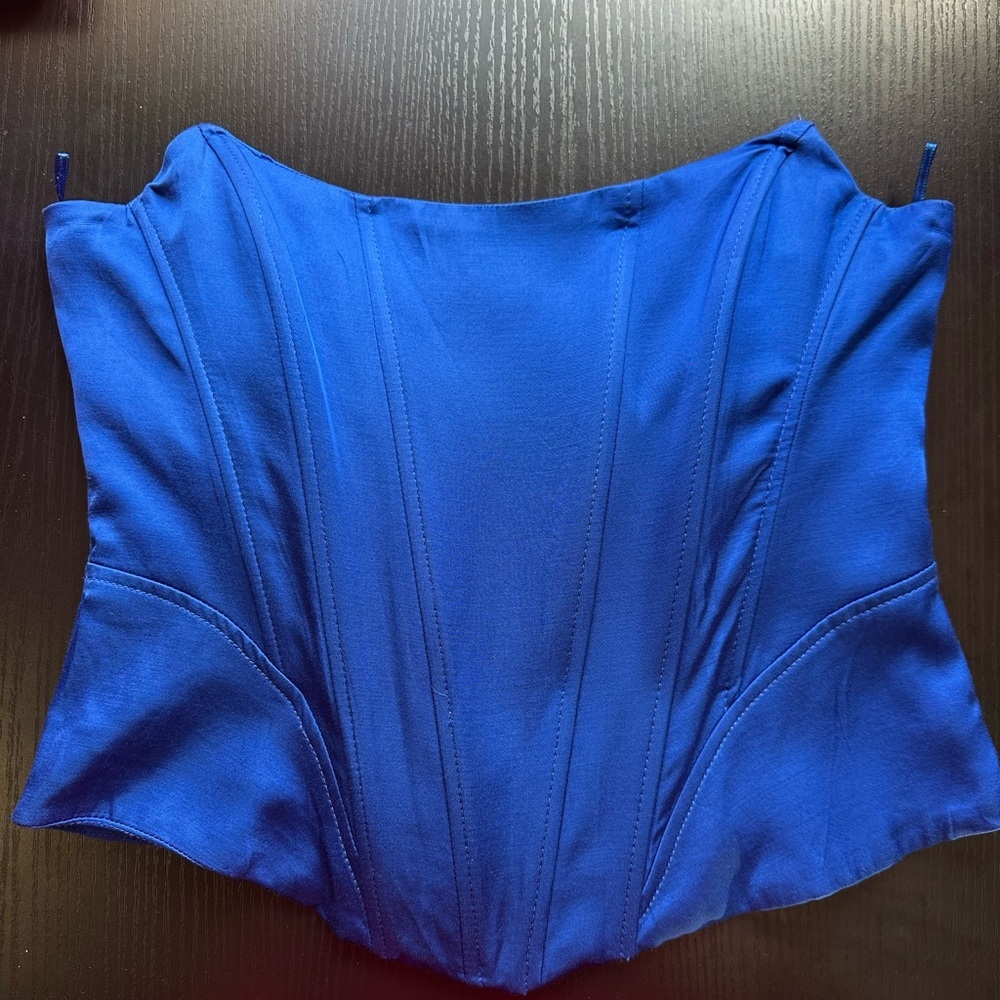Zara Royal Blue Satin Corset Top Size XS